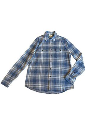Faherty Legend Plaid Button-Down Shirt Brushed Recycled-Flannel Long Sleeve Med